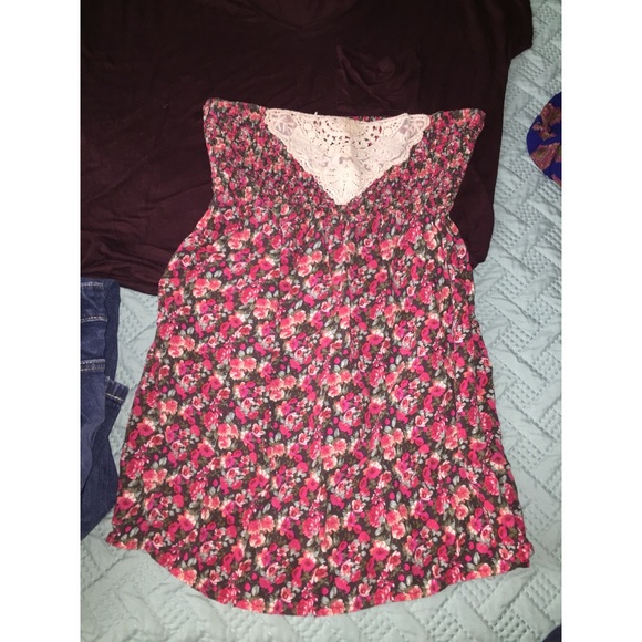 SO ME Summer Uptown Jacquard Floral Two Tone Seamless Tube Top in Oatmeal